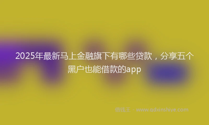 2025年最新马上金融旗下有哪些贷款，分享五个黑户也能借款的app