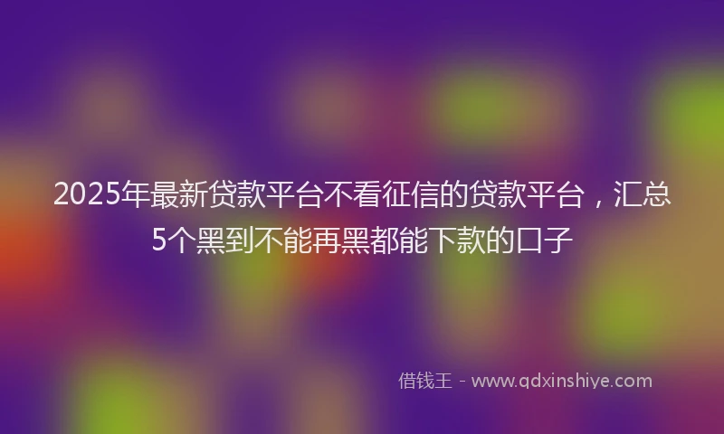 2025年最新贷款平台不看征信的贷款平台，汇总5个黑到不能再黑都能下款的口子