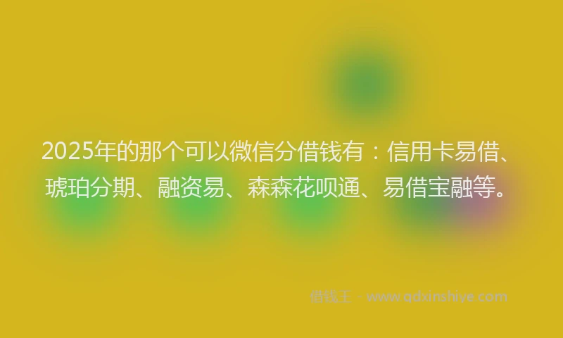 2025年的那个可以微信分借钱有：信用卡易借、琥珀分期、融资易、森森花呗通、易借宝融等。