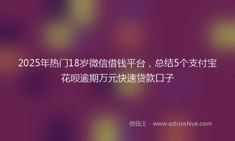 2025年热门18岁微信借钱平台，总结5个支付宝花呗逾期万元快速贷款口子