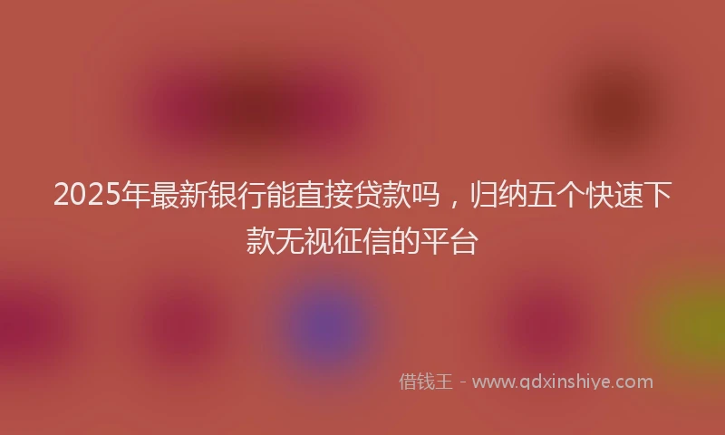 2025年最新银行能直接贷款吗，归纳五个快速下款无视征信的平台