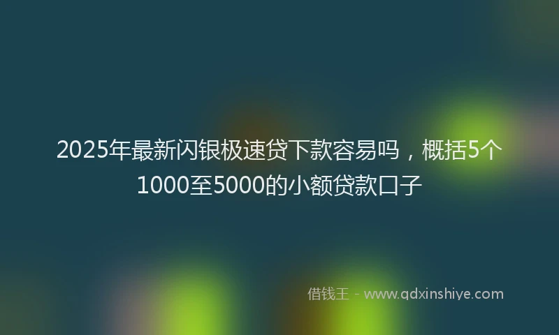 2025年最新闪银极速贷下款容易吗，概括5个1000至5000的小额贷款口子