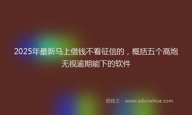 2025年最新马上借钱不看征信的，概括五个高炮无视逾期能下的软件