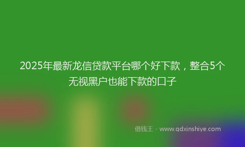 2025年最新龙信贷款平台哪个好下款，整合5个无视黑户也能下款的口子