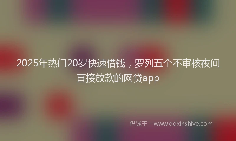 2025年热门20岁快速借钱，罗列五个不审核夜间直接放款的网贷app