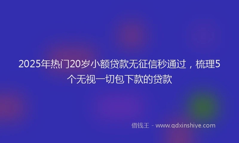2025年热门20岁小额贷款无征信秒通过，梳理5个无视一切包下款的贷款