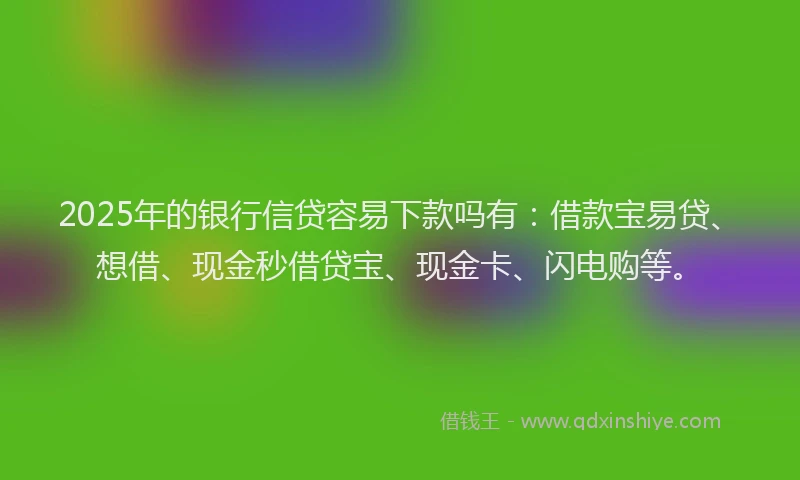 2025年的银行信贷容易下款吗有：借款宝易贷、想借、现金秒借贷宝、现金卡、闪电购等。