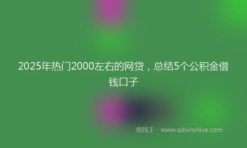 2025年热门2000左右的网贷，总结5个公积金借钱口子
