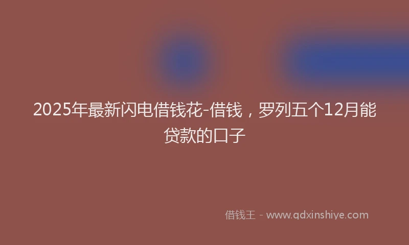 2025年最新闪电借钱花-借钱，罗列五个12月能贷款的口子
