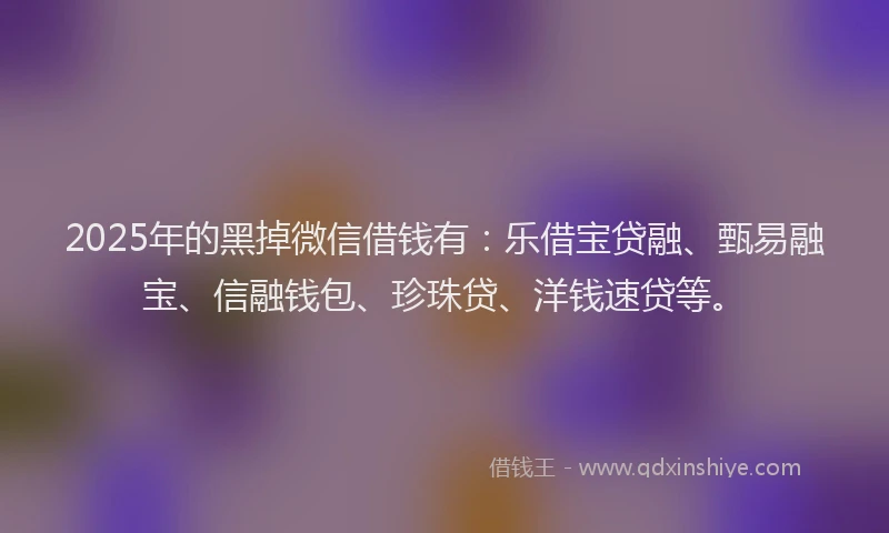 2025年的黑掉微信借钱有：乐借宝贷融、甄易融宝、信融钱包、珍珠贷、洋钱速贷等。