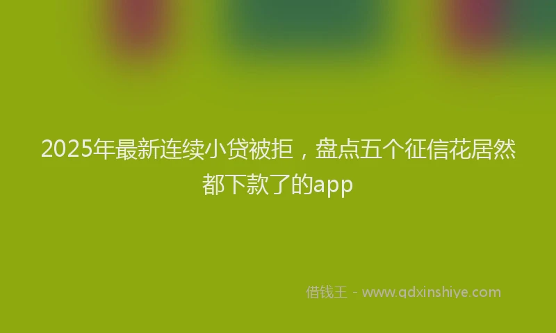 2025年最新连续小贷被拒，盘点五个征信花居然都下款了的app