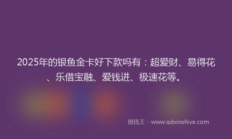 2025年的银鱼金卡好下款吗有：超爱财、易得花、乐借宝融、爱钱进、极速花等。