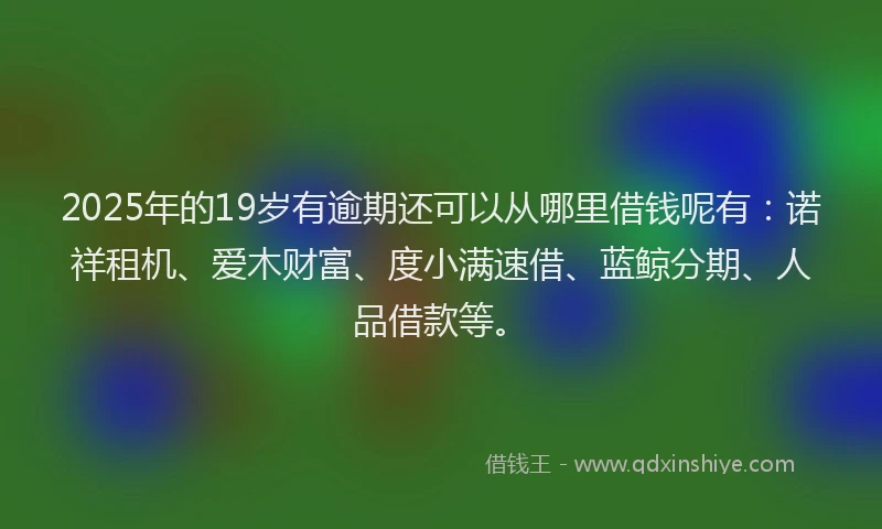 2025年的19岁有逾期还可以从哪里借钱呢有：诺祥租机、爱木财富、度小满速借、蓝鲸分期、人品借款等。