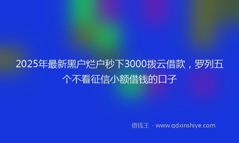 2025年最新黑户烂户秒下3000拨云借款，罗列五个不看征信小额借钱的口子