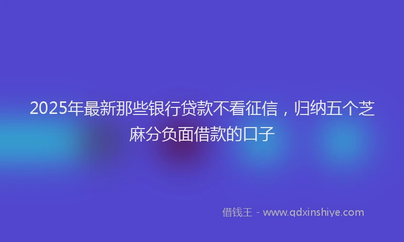 2025年最新那些银行贷款不看征信，归纳五个芝麻分负面借款的口子