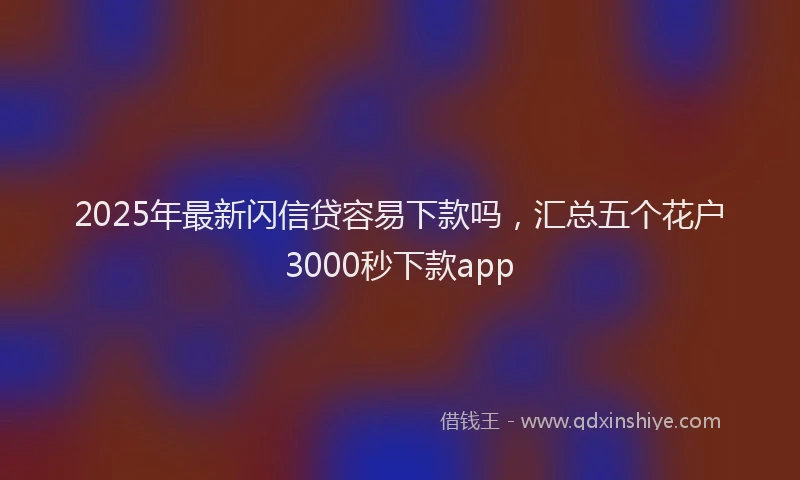 2025年最新闪信贷容易下款吗，汇总五个花户3000秒下款app