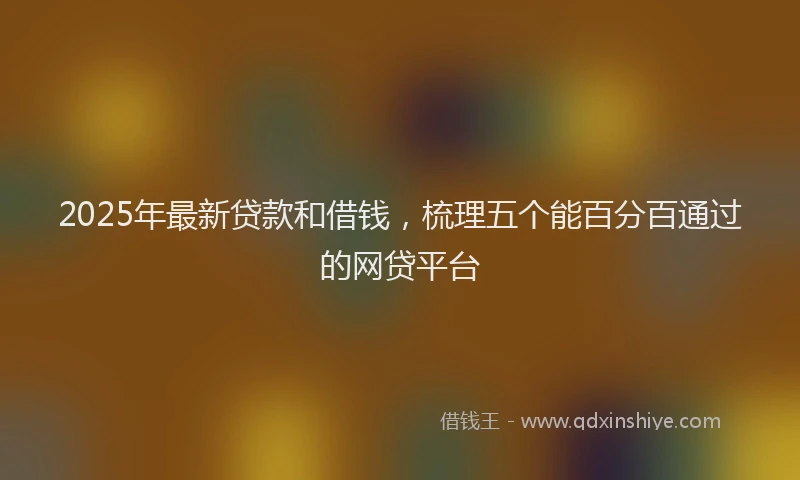 2025年最新贷款和借钱，梳理五个能百分百通过的网贷平台