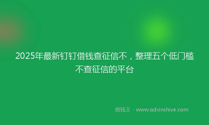 2025年最新钉钉借钱查征信不，整理五个低门槛不查征信的平台