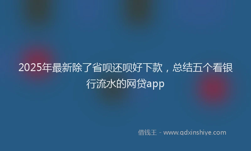 2025年最新除了省呗还呗好下款，总结五个看银行流水的网贷app