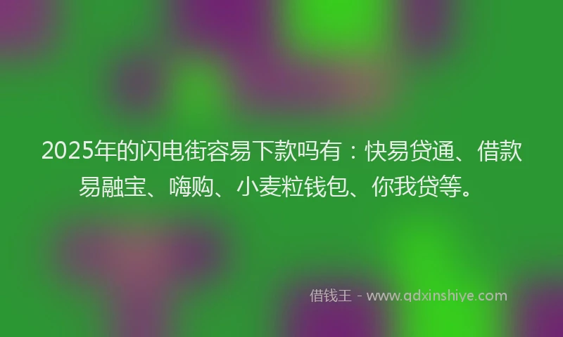 2025年的闪电街容易下款吗有：快易贷通、借款易融宝、嗨购、小麦粒钱包、你我贷等。