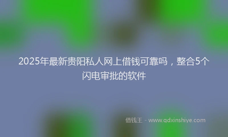 2025年最新贵阳私人网上借钱可靠吗，整合5个闪电审批的软件