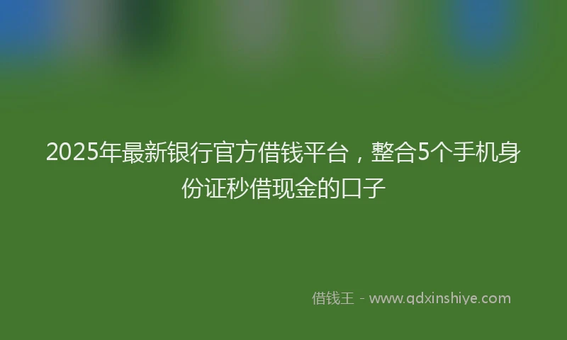2025年最新银行官方借钱平台，整合5个手机身份证秒借现金的口子