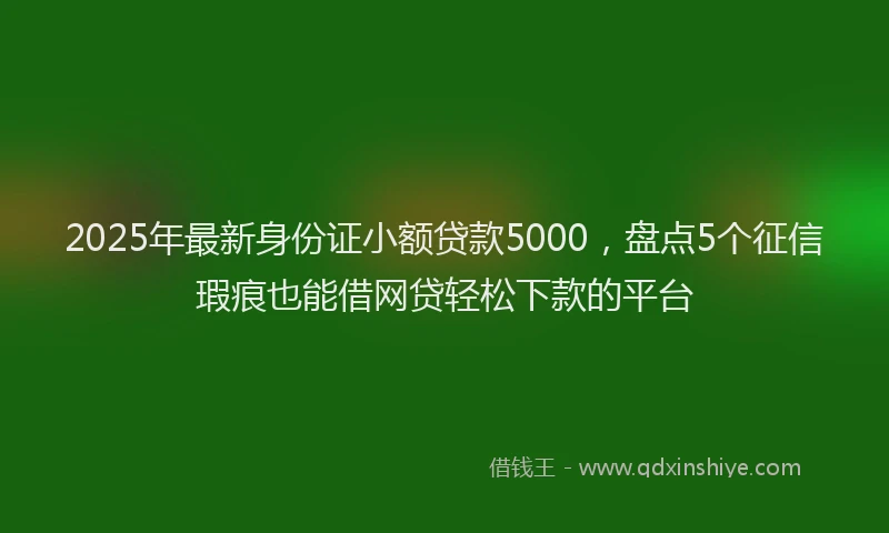 2025年最新身份证小额贷款5000，盘点5个征信瑕疵也能借网贷轻松下款的平台