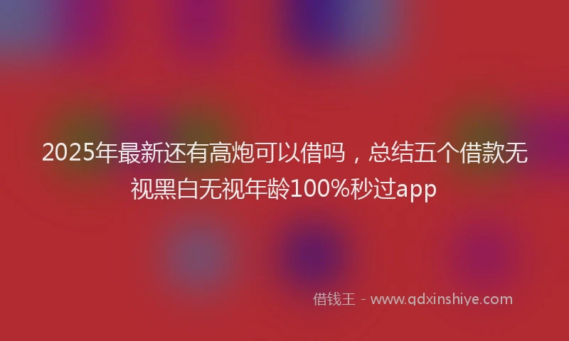 2025年最新还有高炮可以借吗，总结五个借款无视黑白无视年龄100%秒过app