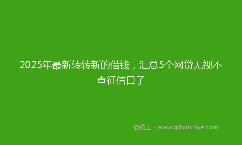2025年最新转转新的借钱，汇总5个网贷无视不查征信口子