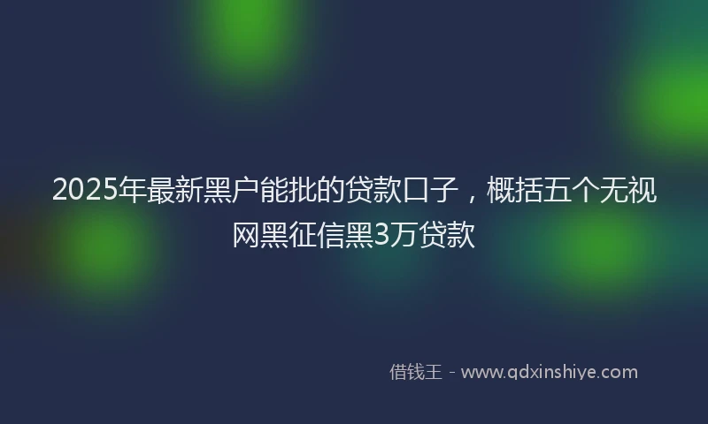 2025年最新黑户能批的贷款口子，概括五个无视网黑征信黑3万贷款