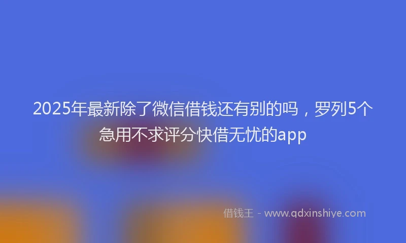 2025年最新除了微信借钱还有别的吗，罗列5个急用不求评分快借无忧的app