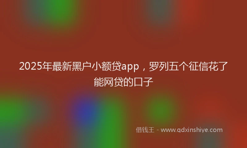 2025年最新黑户小额贷app，罗列五个征信花了能网贷的口子