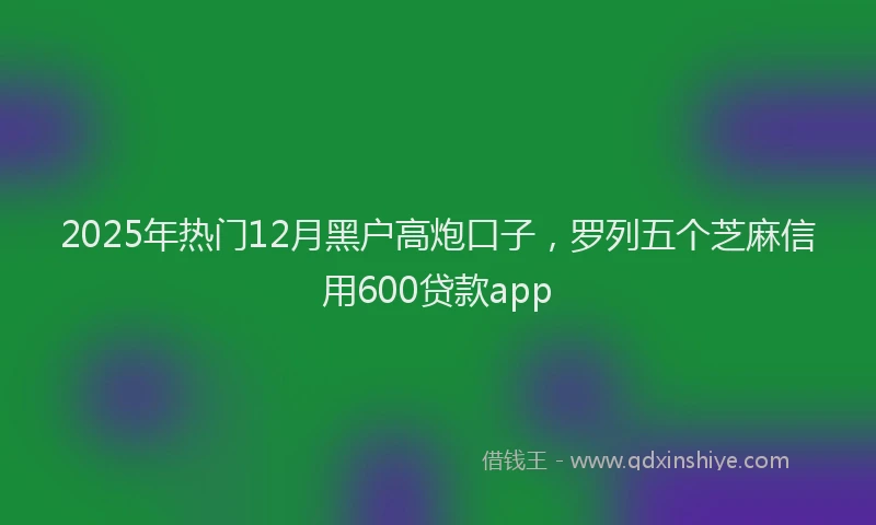 2025年热门12月黑户高炮口子，罗列五个芝麻信用600贷款app