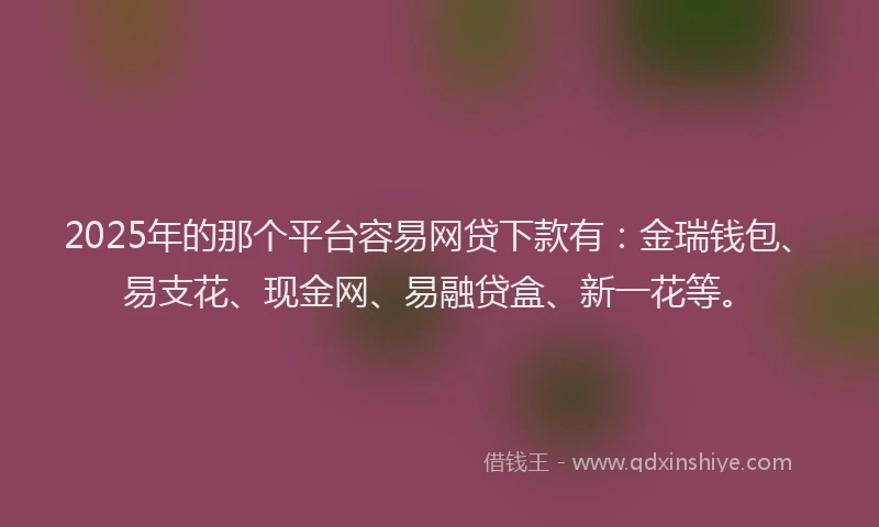 2025年的那个平台容易网贷下款有：金瑞钱包、易支花、现金网、易融贷盒、新一花等。