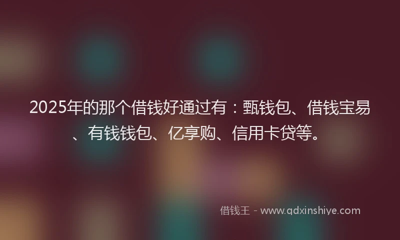 2025年的那个借钱好通过有：甄钱包、借钱宝易、有钱钱包、亿享购、信用卡贷等。