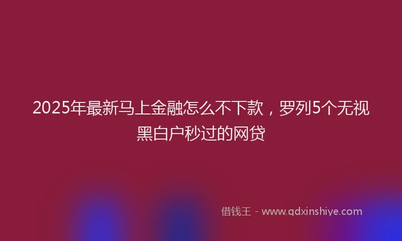 2025年最新马上金融怎么不下款，罗列5个无视黑白户秒过的网贷