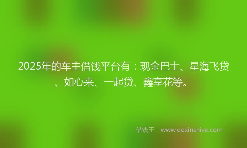 2025年的车主借钱平台有：现金巴士、星海飞贷、如心来、一起贷、鑫享花等。