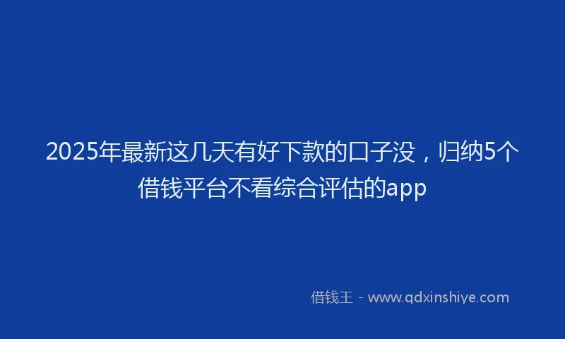 2025年最新这几天有好下款的口子没，归纳5个借钱平台不看综合评估的app