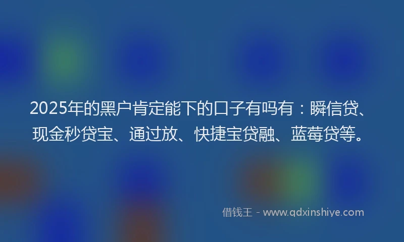 2025年的黑户肯定能下的口子有吗有：瞬信贷、现金秒贷宝、通过放、快捷宝贷融、蓝莓贷等。