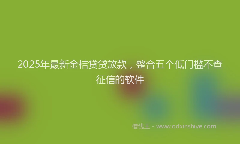 2025年最新金桔贷贷放款，整合五个低门槛不查征信的软件