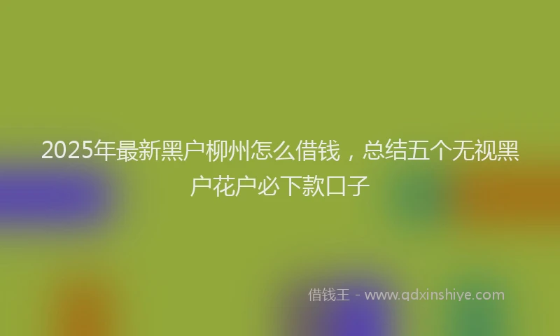 2025年最新黑户柳州怎么借钱，总结五个无视黑户花户必下款口子
