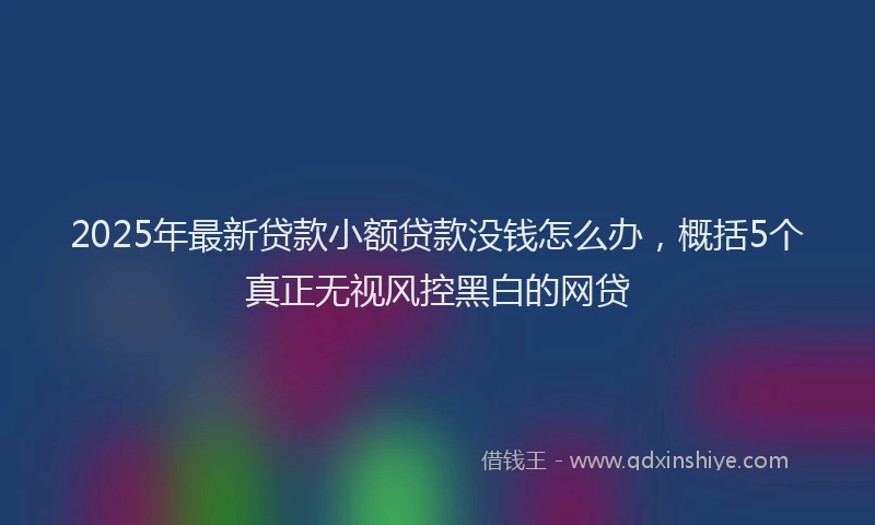2025年最新贷款小额贷款没钱怎么办，概括5个真正无视风控黑白的网贷
