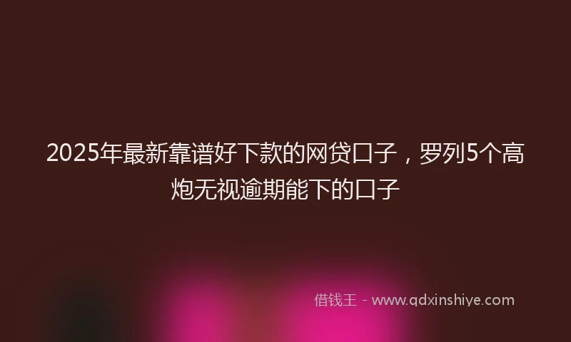 2025年最新靠谱好下款的网贷口子，罗列5个高炮无视逾期能下的口子