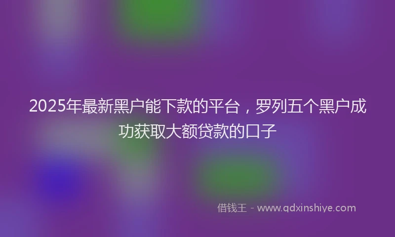 2025年最新黑户能下款的平台，罗列五个黑户成功获取大额贷款的口子