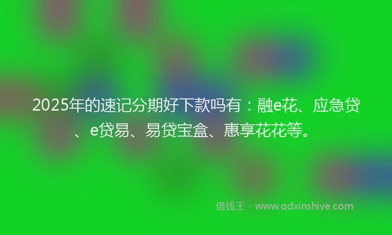 2025年的速记分期好下款吗有：融e花、应急贷、e贷易、易贷宝盒、惠享花花等。