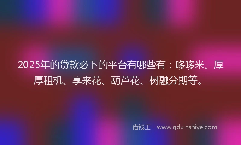 2025年的贷款必下的平台有哪些有：哆哆米、厚厚租机、享来花、葫芦花、树融分期等。