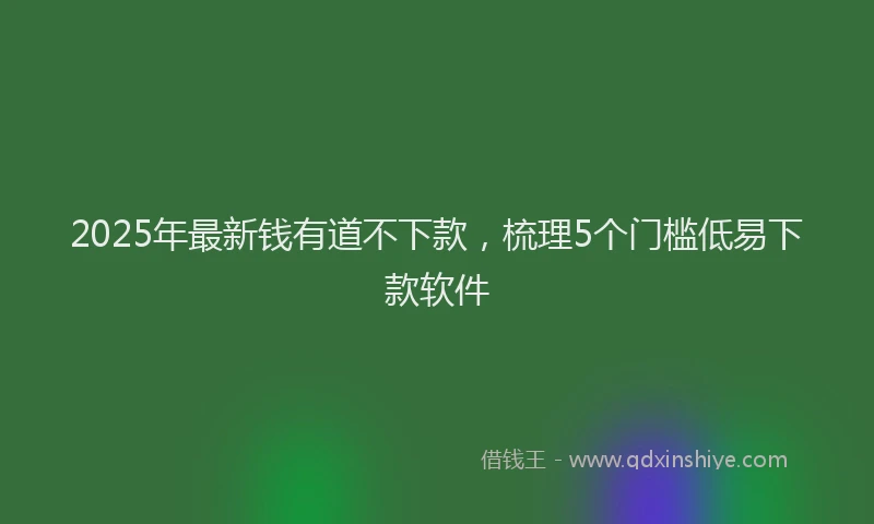 2025年最新钱有道不下款，梳理5个门槛低易下款软件