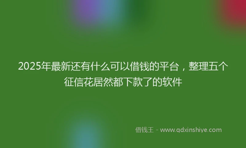 2025年最新还有什么可以借钱的平台，整理五个征信花居然都下款了的软件