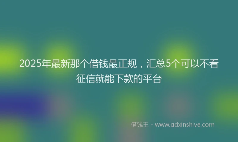 2025年最新那个借钱最正规，汇总5个可以不看征信就能下款的平台