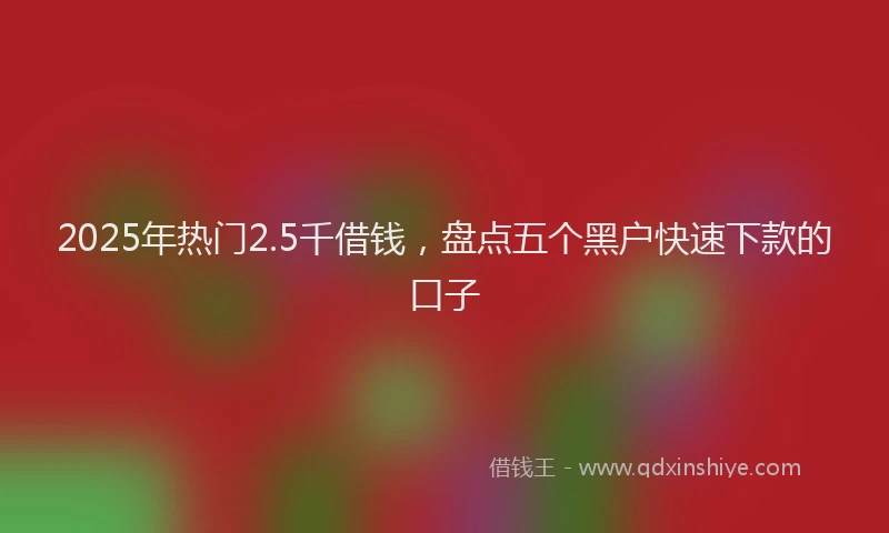 2025年热门2.5千借钱，盘点五个黑户快速下款的口子